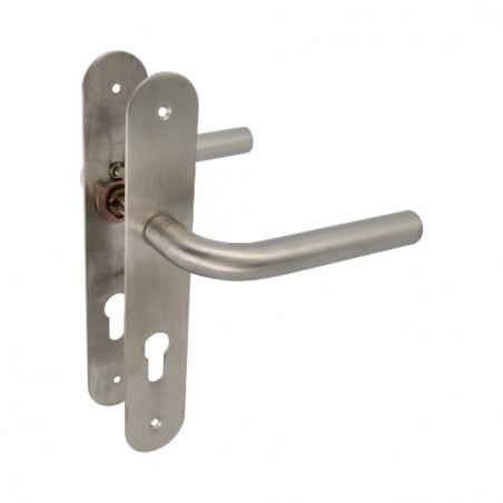 AMIG 10450  
 Manilla con placa 4LB  
 230 x 40 mm  
 Acero inoxidable 18/8  
 Mate