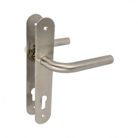AMIG 10451  
 Manilla con placa 4LB  
 230 x 40 mm  
 Acero inoxidable 18/8  
 Mate