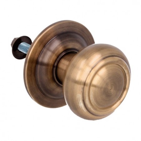 AMIG 10855  
 Pomo puerta de entrada 53  
 Ø70 mm  
 Latón  
 Cuero