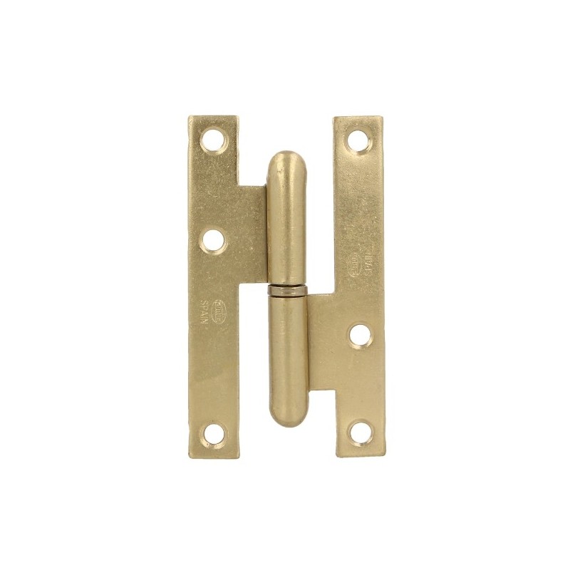 AMIG 11841  
 Pernio 403 RECORTADO  
 95 x 52 x 2 mm  
 Acero  
 Latonado barnizado - Izquierda