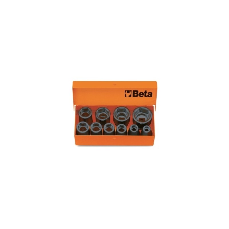 710/C10 Juego de 10 vasos de impacto de 3/8&quot, hexagonales, en caja de chapa