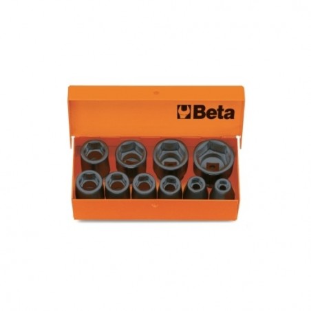 710/C10 Juego de 10 vasos de impacto de 3/8&quot, hexagonales, en caja de chapa