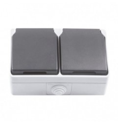AMIG 12417  
 Base doble estanca IP54-IP44 3650  
 128 x 80 x 52 mm  
 Policarbonato  
 Gris