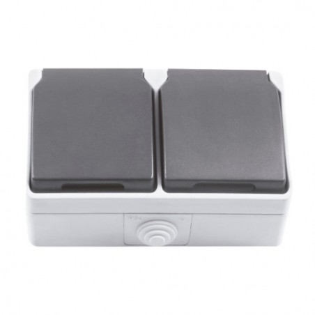 AMIG 12417  
 Base doble estanca IP54-IP44 3650  
 128 x 80 x 52 mm  
 Policarbonato  
 Gris