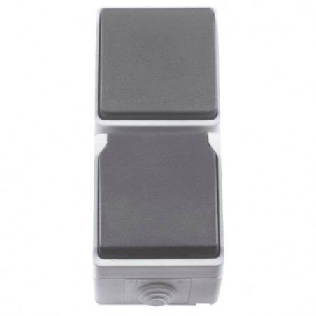 AMIG 12508  
 Base + pulsador estanca IP54-IP44 3660  
 65 x 170 x 52 mm  
 Policarbonato  
 Gris