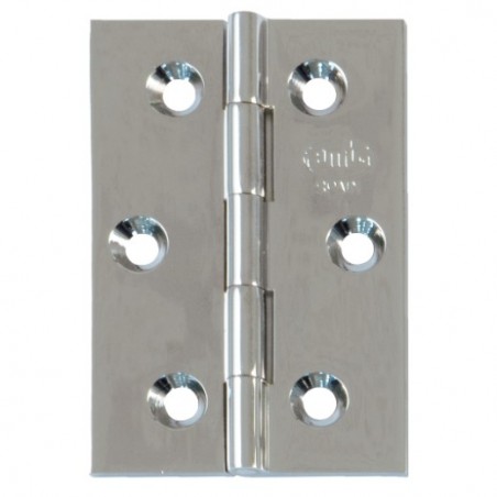 AMIG 13341  
 Bisagra 1002  
 70 x 50 x 2 mm  
 Latón  
 Cromado brillo