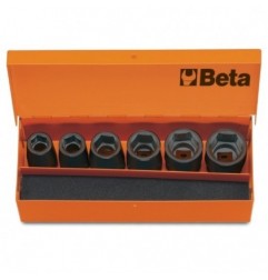 720/C6 Juego de 6 vasos de impacto de 1/2&quot, hexagonales, en caja de chapa