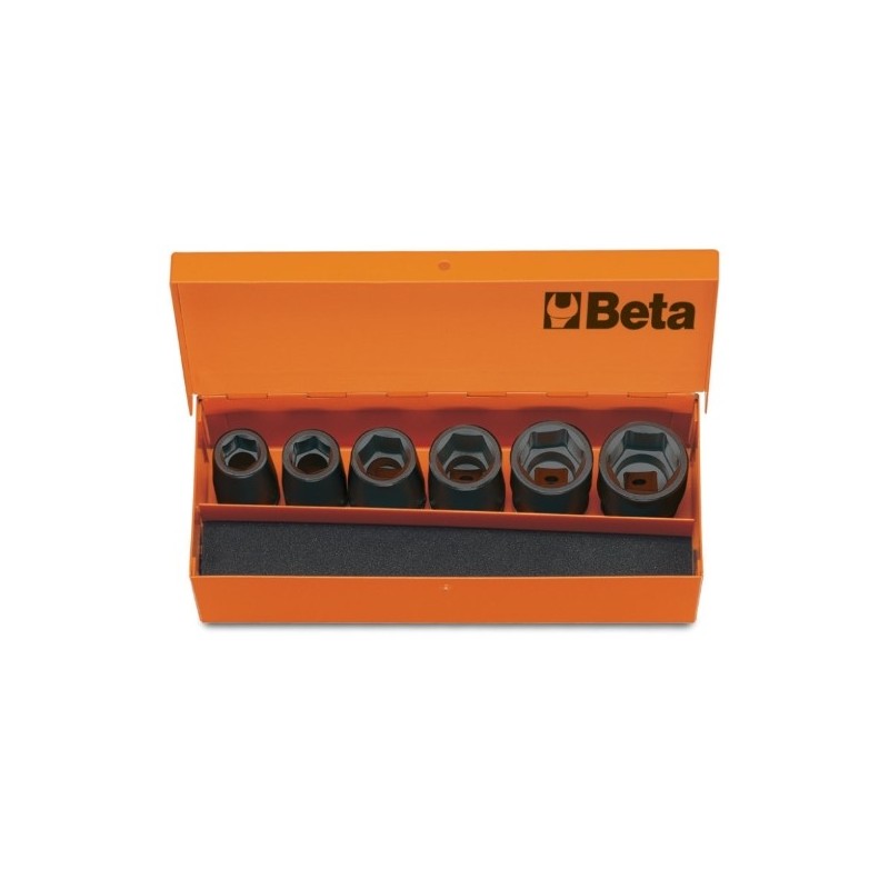 720/C6 Juego de 6 vasos de impacto de 1/2&quot, hexagonales, en caja de chapa