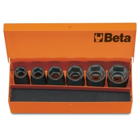 720/C6 Juego de 6 vasos de impacto de 1/2&quot, hexagonales, en caja de chapa