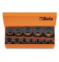 720/C12 Juego de 12 vasos de impacto de 1/2&quot, hexagonales, en caja de chapa