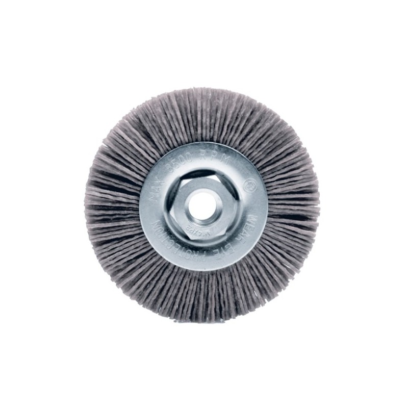 AMIG 13761  
 Cepillo circular 34810  
 115 x 180 x 25 mm  
 Nylon abrasivo  
 Gris