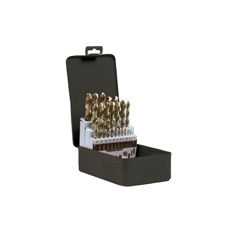 AMIG 13889  
 Estuche brocas HSSCO DIN 338 20202  
 Ø1-13 x 0,5  
 Acero rápido al cobalto  
 DIN 338