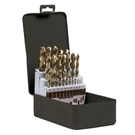 AMIG 13889  
 Estuche brocas HSSCO DIN 338 20202  
 Ø1-13 x 0,5  
 Acero rápido al cobalto  
 DIN 338