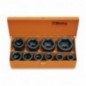 728/C10 Juego de 10 vasos de impacto de 3/4&quot, hexagonales, en caja de metal