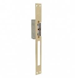 AMIG 14479  
 Cerradero eléctrico 31  
 250 x 25 x 3 mm  
 Acero  
 Latonado barnizado