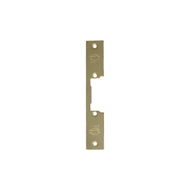 AMIG 14485  
 Frente cerradero 15  
 150 x 25 x 3 mm  
 Acero  
 Latonado barnizado