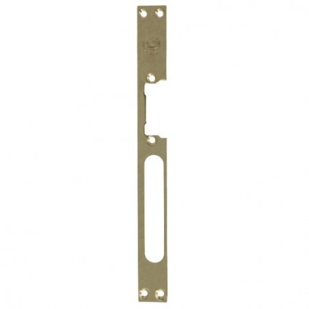 AMIG 14497  
 Frente cerradero 45  
 250 x 25 x 3 mm  
 Acero  
 Latonado barnizado