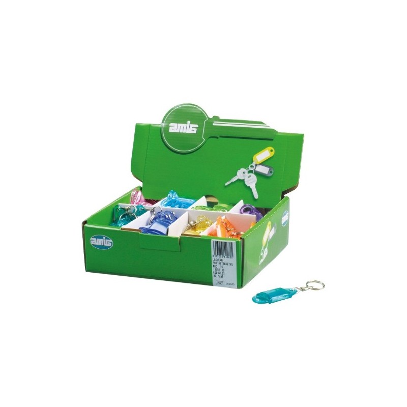 AMIG 14962  
 Dispensador llavero porta-etiquetas 10  
 62 x 24 mm