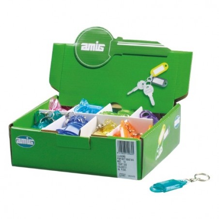 AMIG 14962  
 Dispensador llavero porta-etiquetas 10  
 62 x 24 mm