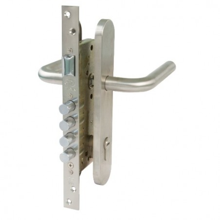 AMIG 15280  
 Kit cerradura madera + manilla 1-4  
 Mate