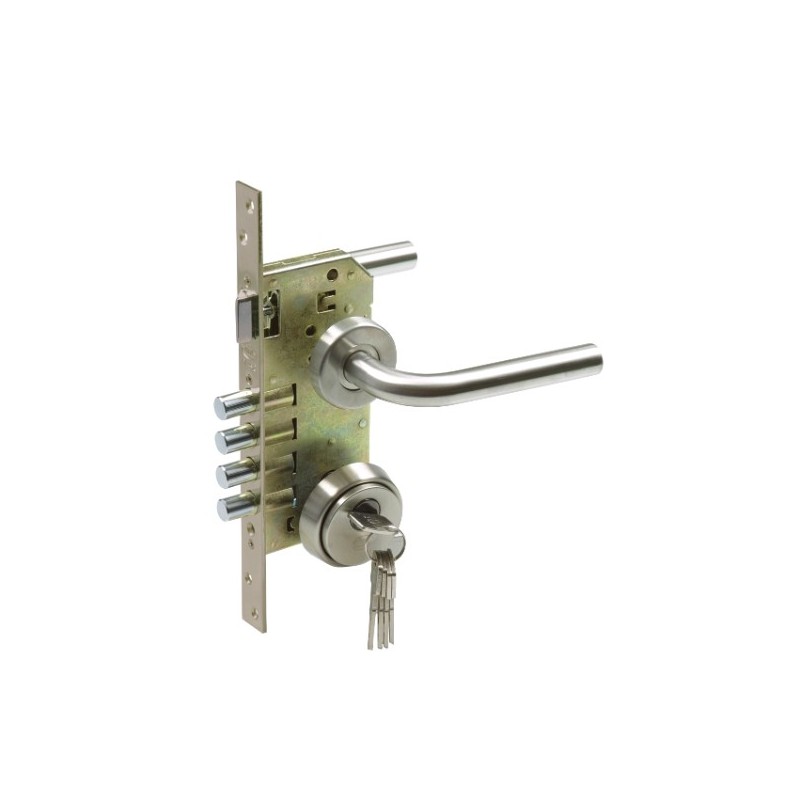 AMIG 15287  
 Kit cerradura madera + manilla 4-2  
 Mate
