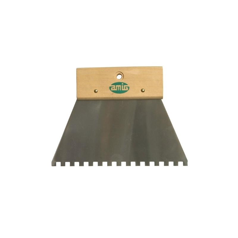 AMIG 15527  
 Espátula dentada 4650  
 180 mm  
 Acero  
 Mango madera