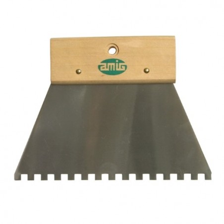 AMIG 15527  
 Espátula dentada 4650  
 180 mm  
 Acero  
 Mango madera