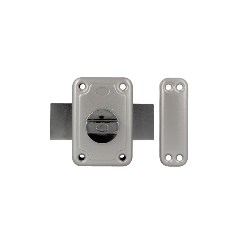 AMIG 15881  
 Cerradura sobreponer 80  
 96 x 66 mm  
 Acero  
 Esmaltado plata