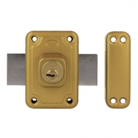 AMIG 15882  
 Cerradura sobreponer 81  
 96 x 66 mm  
 Acero  
 Esmaltado oro