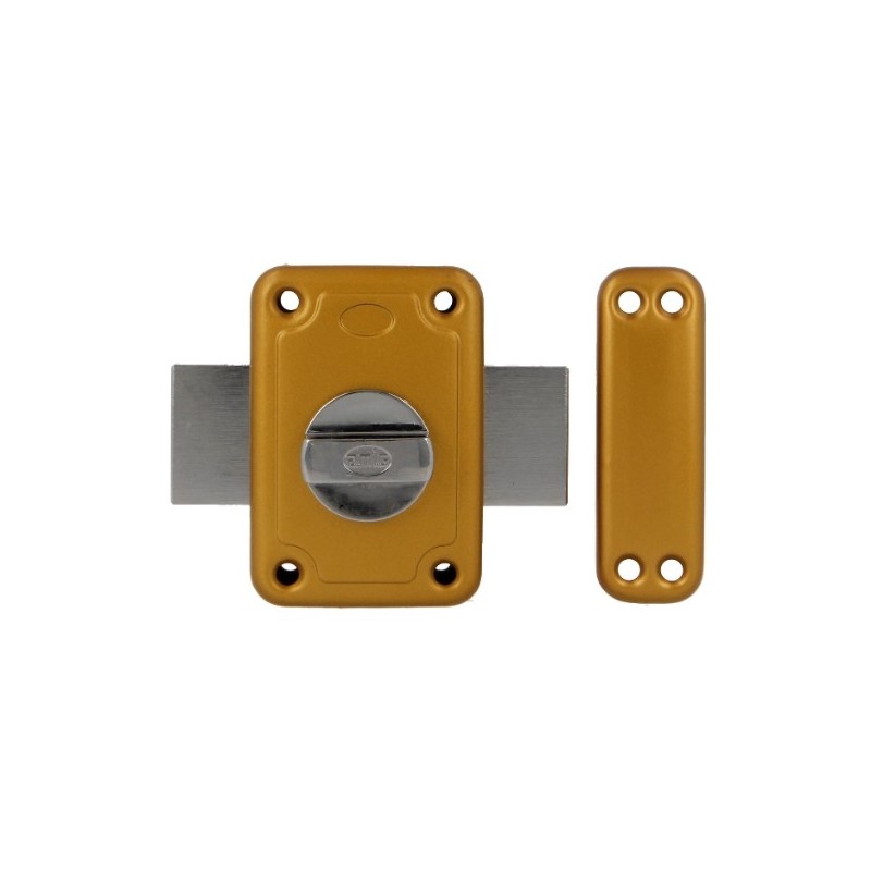 AMIG 15886  
 Cerradura sobreponer 80  
 96 x 66 mm  
 Acero  
 Esmaltado oro