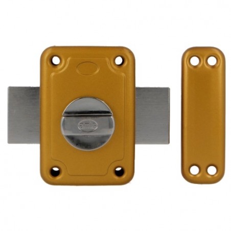 AMIG 15886  
 Cerradura sobreponer 80  
 96 x 66 mm  
 Acero  
 Esmaltado oro