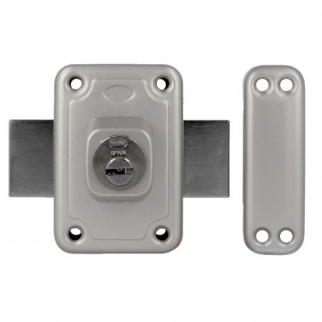 AMIG 15889  
 Cerradura sobreponer 81  
 96 x 66 mm  
 Acero  
 Esmaltado plata