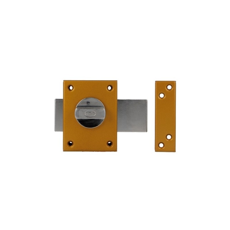 AMIG 15890  
 Cerradura sobreponer 85  
 85 x 65 mm  
 Acero  
 Esmaltado oro