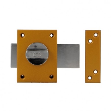 AMIG 15890  
 Cerradura sobreponer 85  
 85 x 65 mm  
 Acero  
 Esmaltado oro