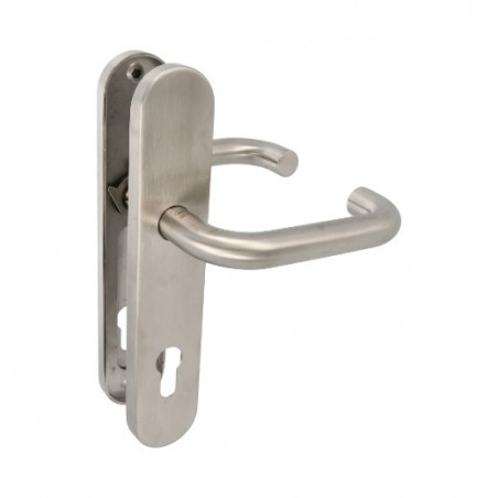 AMIG 15925  
 Manilla con placa 3PXB  
 230 x 45 mm  
 Acero inoxidable 18/8  
 Mate