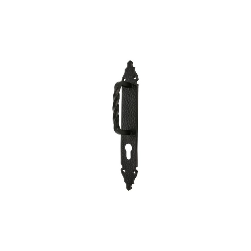AMIG 16184  
 Manillón con placa 105  
 280 x 45 mm  
 Placa de acero, Tirador de zamak  
 Negro