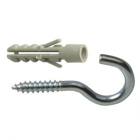 AMIG 16334   Hembrilla abierta + taco   Ø4,8 x 76 mm   Acero   Zincado