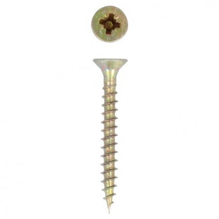 AMIG 16496  
 Tirafondo cabeza plana Pozidrive  
 Ø4 x 30 mm  
 Acero  
 Bicromatado