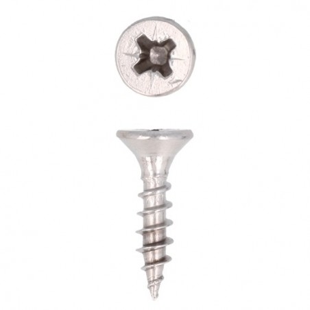 AMIG 16615  
 Tirafondo cabeza plana Pozidrive  
 Ø5 x 20 mm  
 Acero inoxidable  
 Mate