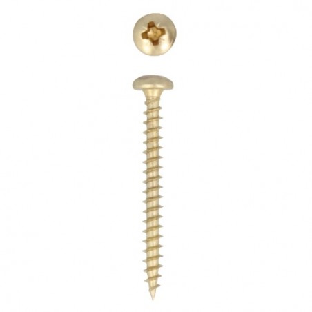 AMIG 16653  
 Tirafondo cabeza alomada  
 Ø4 x 40 mm  
 Acero  
 Latonado