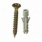 AMIG 16654   Tirafondo cabeza plana + taco   Ø2,5 x 25 mm   Acero   Bicromatado