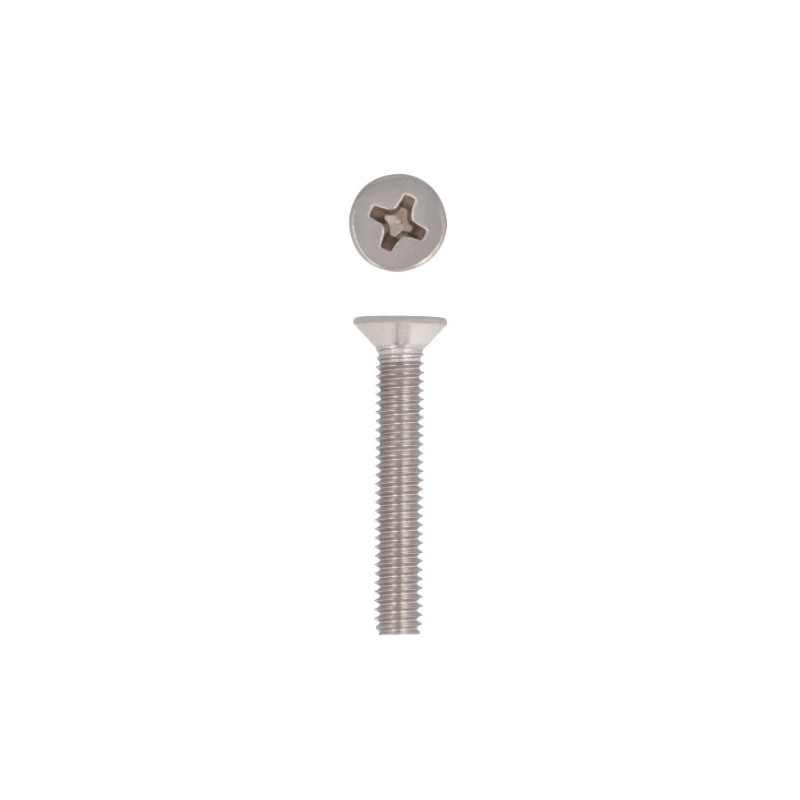 AMIG 16762  
 Tornillo cabeza plana  
 M6 x 16 mm  
 Acero inoxidable  
 Mate