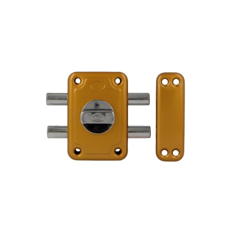 AMIG 17440  
 Cerradura sobreponer 82  
 96 x 66 mm  
 Acero  
 Esmaltado oro