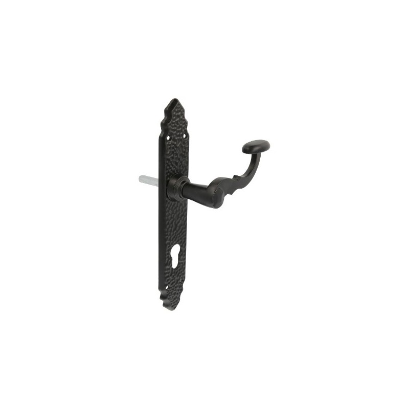 AMIG 17570  
 Manilla con placa 100PEB85  
 280 x 45 mm  
 Placa de acero, Tirador de zamak  
 Negro - Derecha