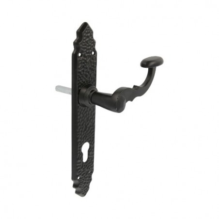 AMIG 17570  
 Manilla con placa 100PEB85  
 280 x 45 mm  
 Placa de acero, Tirador de zamak  
 Negro - Derecha