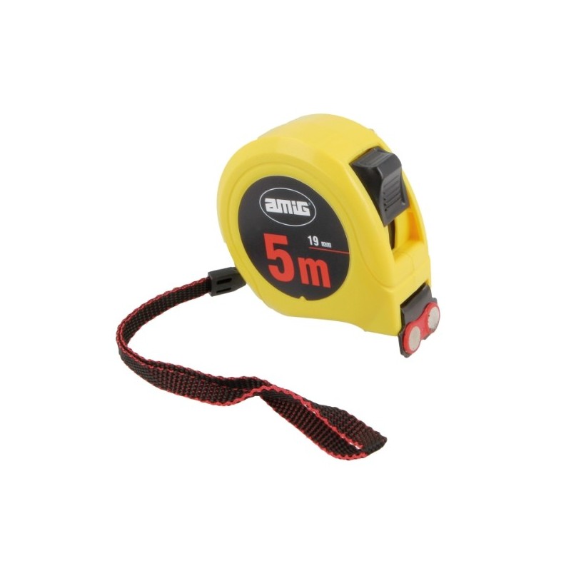 AMIG 17599  
 Flexómetro 53  
 5 m x 19 mm  
 Amarillo/Negro
