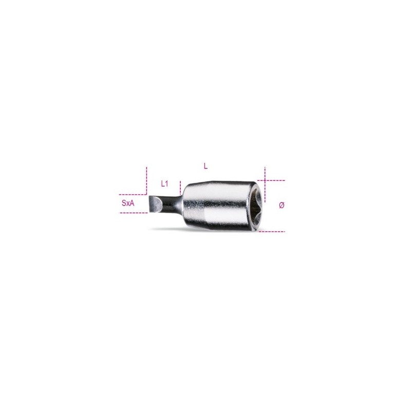 900LP 1,2X6,5 Vaso de 1/4&quot, con punta plana, cromado