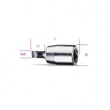 900LP 1,2X6,5 Vaso de 1/4&quot, con punta plana, cromado