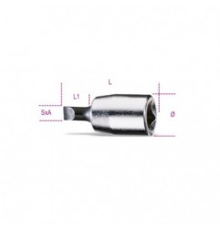 900LP 1,2X8 Vaso de 1/4&quot, con punta plana, cromado