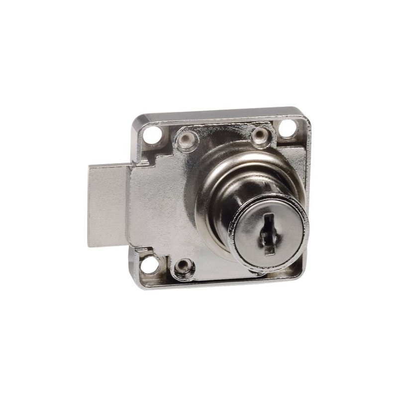 AMIG 17743  
 Cerradura mueble 7  
 40 x 40 mm  
 Acero  
 Niquelado - Izquierda